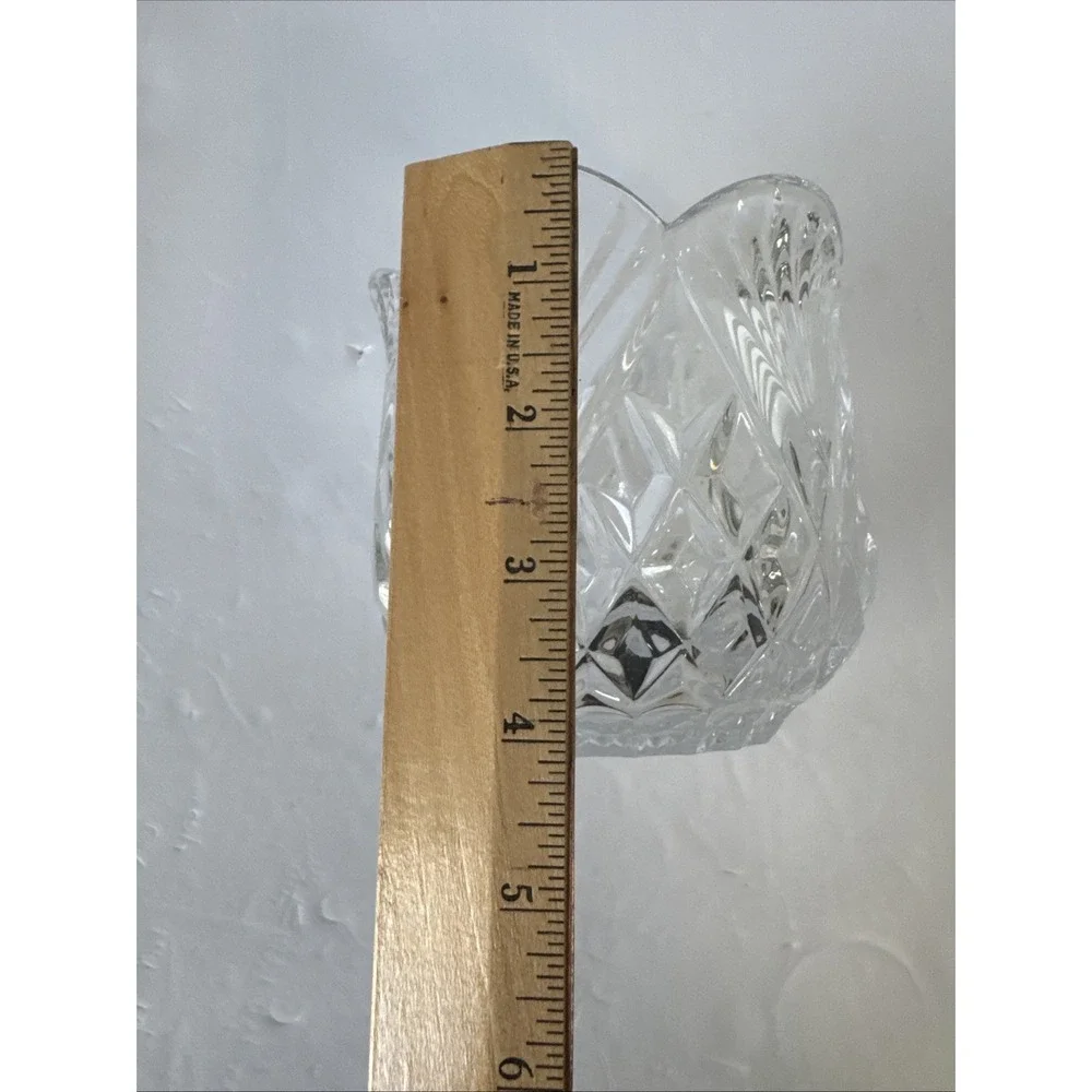 Heavy Clear Lead‎ Crystal Scalloped Bowl Vase Candle Holder 4.25